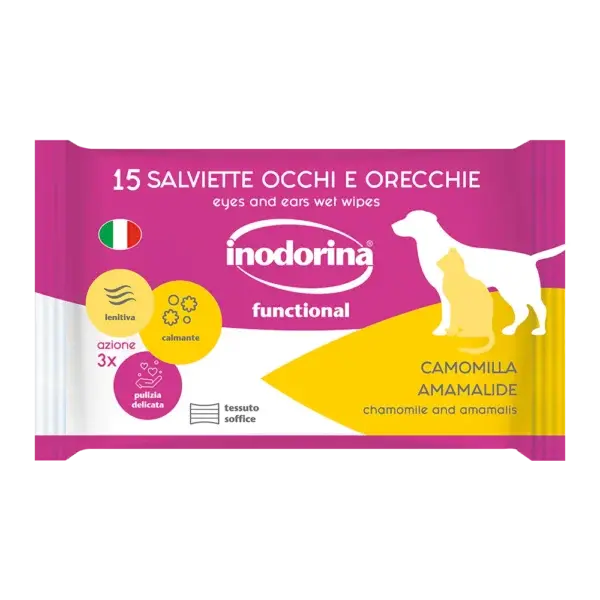 Inodorina Toallitas Detergentes para Ojos y Orejas con Manzanilla 15 piezas | Inodorina