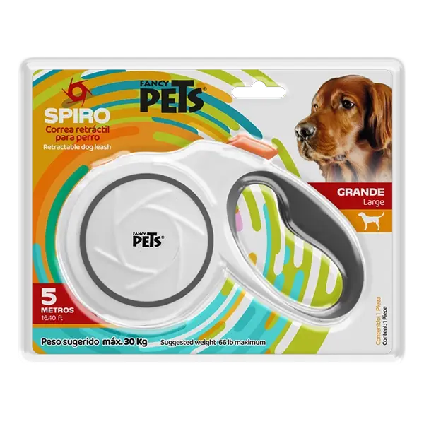 Miniatura: Correa Retráctil Spiro Grande Blanca | Fancy Pets