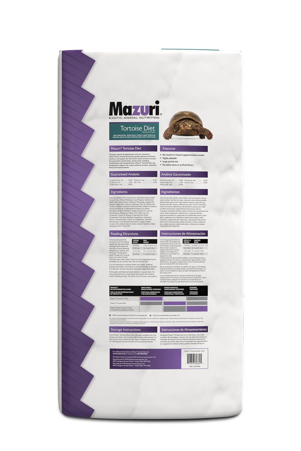 Mazuri Tortoise Diet (Tortuga terrestre) 25lb (11.33Kg) | Mazuri