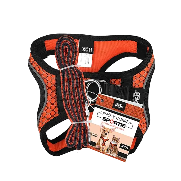 Set Arnés y Correa Sportie Naranja | Fancy Pets