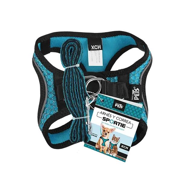Set Arnés y Correa Sportie Azul | Fancy Pets