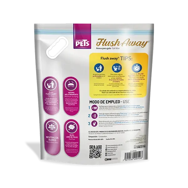 Arena para Gato Flush Away 4Kg | Fancy Pets