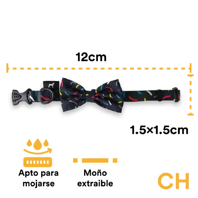 Miniatura: Collar con moño Confeti |  Jack Pet