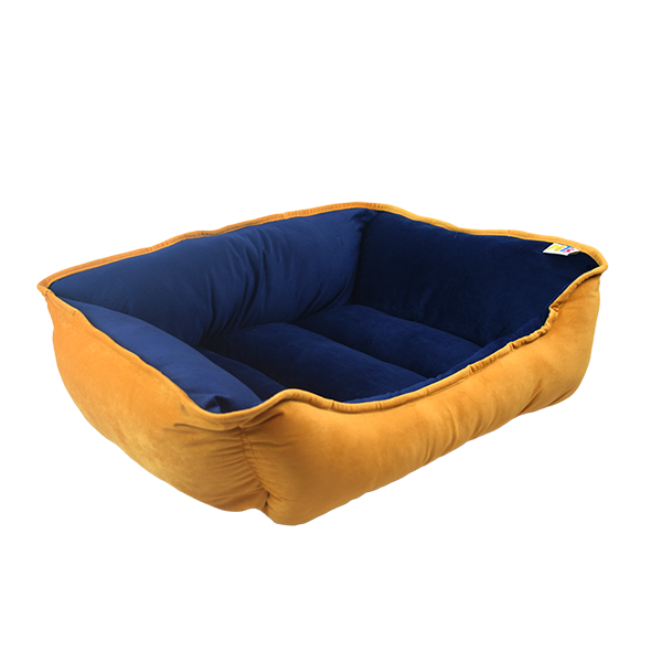 Cama doble vista Capri mostaza y azul | Fancy Pets