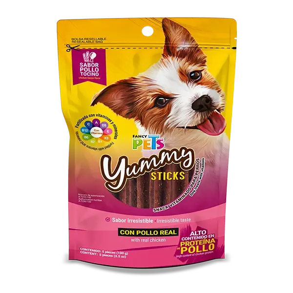 Yummy Sticks Sabor Pollo con Tocino para Perro 5 Piezas | Fancy Pets