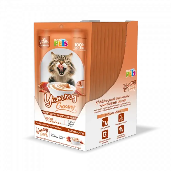 Premio Cremoso Yummy Creamy Salmón para gato 12 Piezas | Fancy Pets