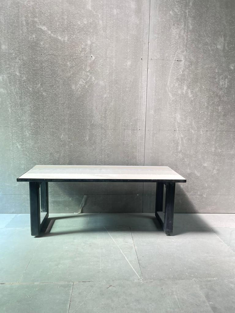 Monochromatic Hued Brass Inlay Table