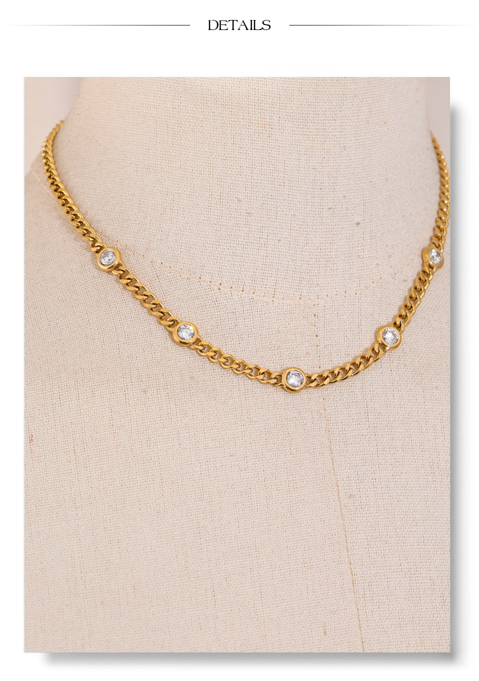 Thumbnail: Elegant Cubic Zirconia Chain Necklace – 316L Stainless Steel