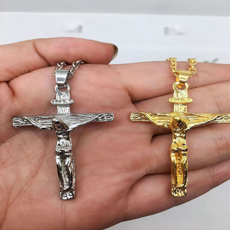 Thumbnail: Jesus Christ Crucifix Cross Pendant Necklace – Gold & Silver Tone