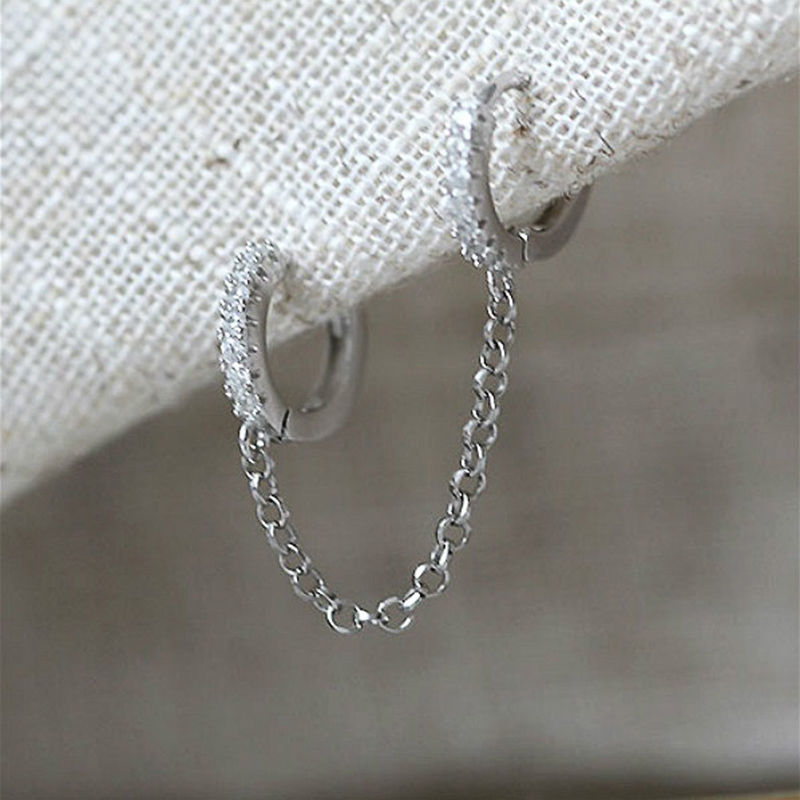 Thumbnail: Aurora Crystal Chain Earrings