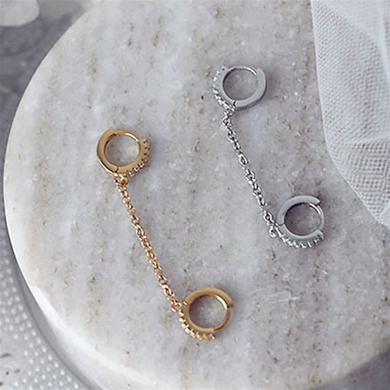 Thumbnail: Aurora Crystal Chain Earrings