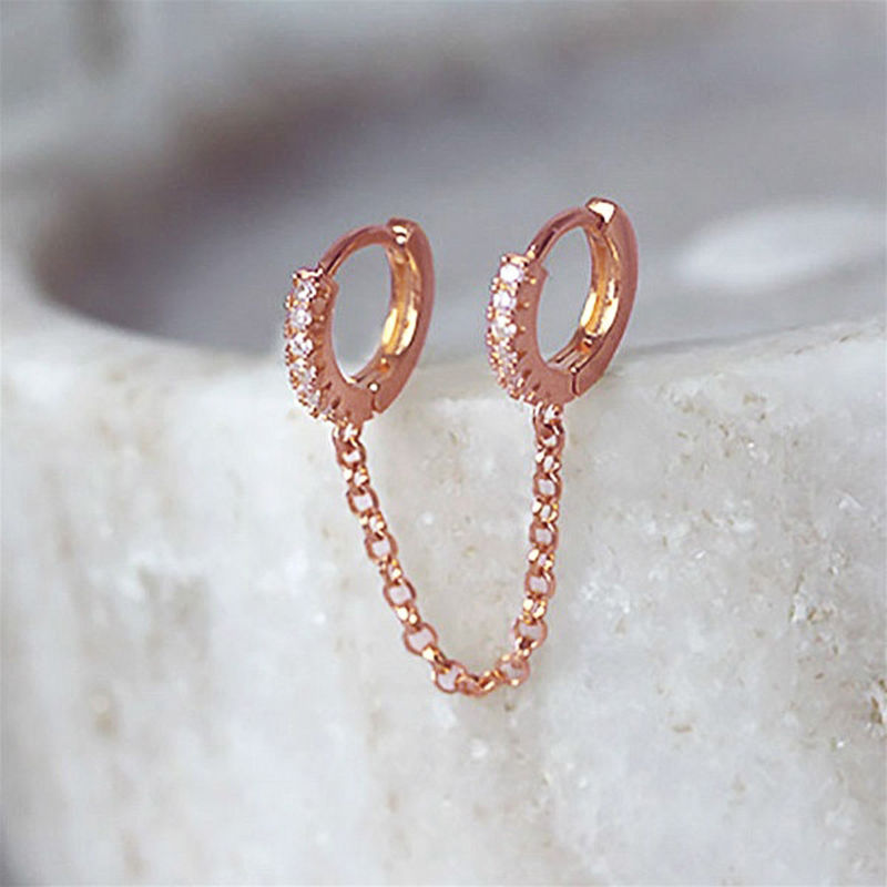 Thumbnail: Aurora Crystal Chain Earrings