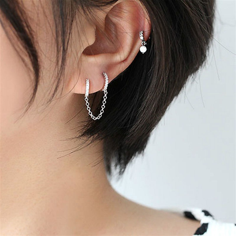 Thumbnail: Aurora Crystal Chain Earrings