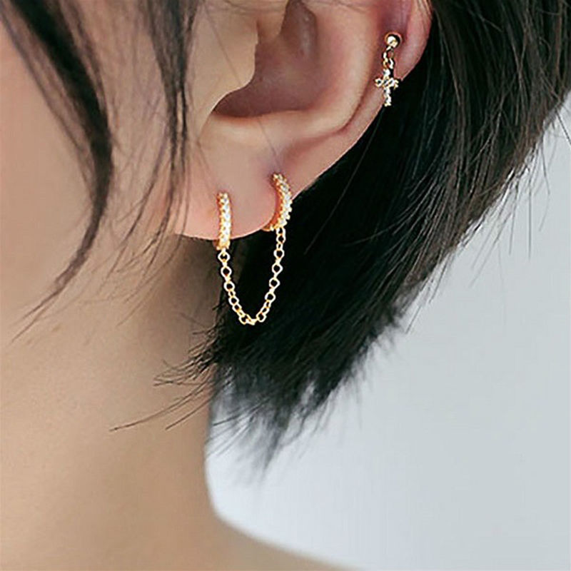 Thumbnail: Aurora Crystal Chain Earrings