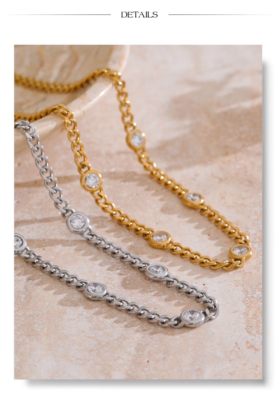Thumbnail: Elegant Cubic Zirconia Chain Necklace – 316L Stainless Steel