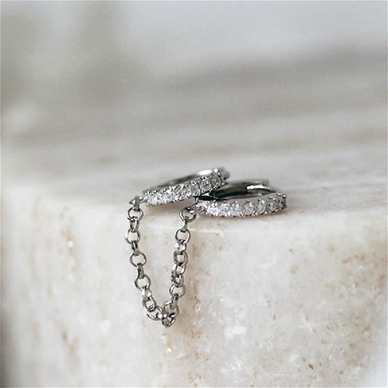 Thumbnail: Aurora Crystal Chain Earrings