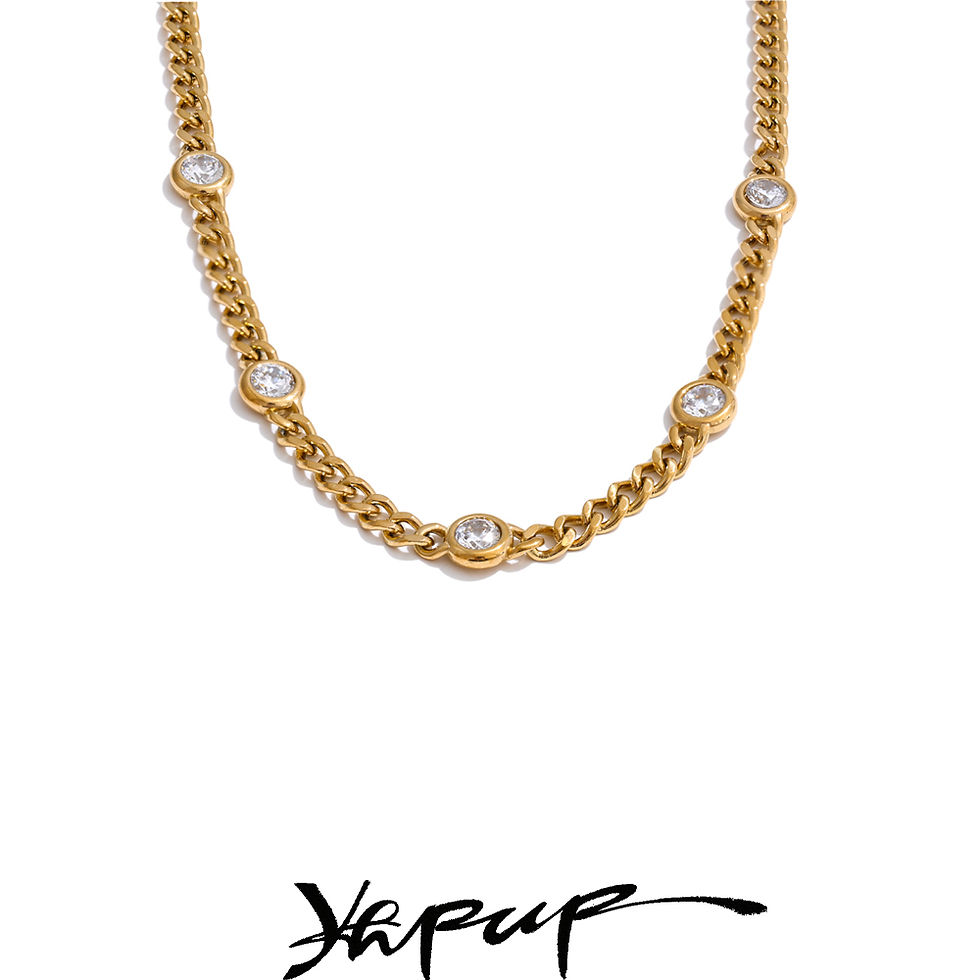 Thumbnail: Elegant Cubic Zirconia Chain Necklace – 316L Stainless Steel
