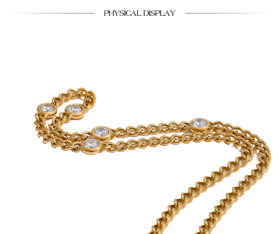 Thumbnail: Elegant Cubic Zirconia Chain Necklace – 316L Stainless Steel