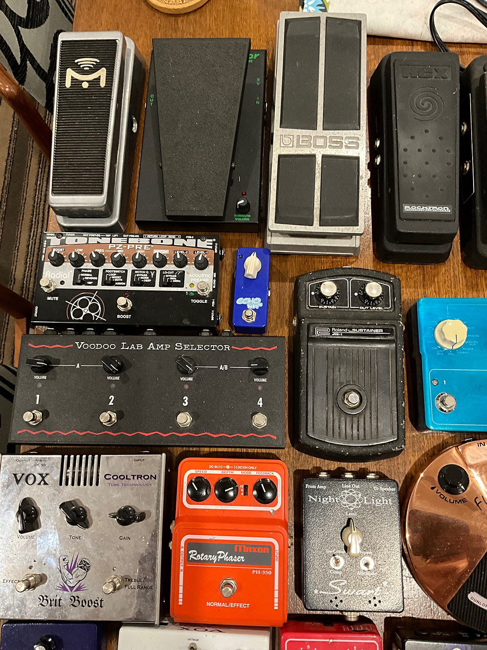 Thumbnail: Assorted pedals…many boutique. See “Product Details” below for an extensive list