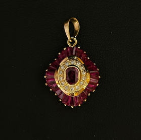 Estate Jewelry Ruby Diamond Gold Pendant