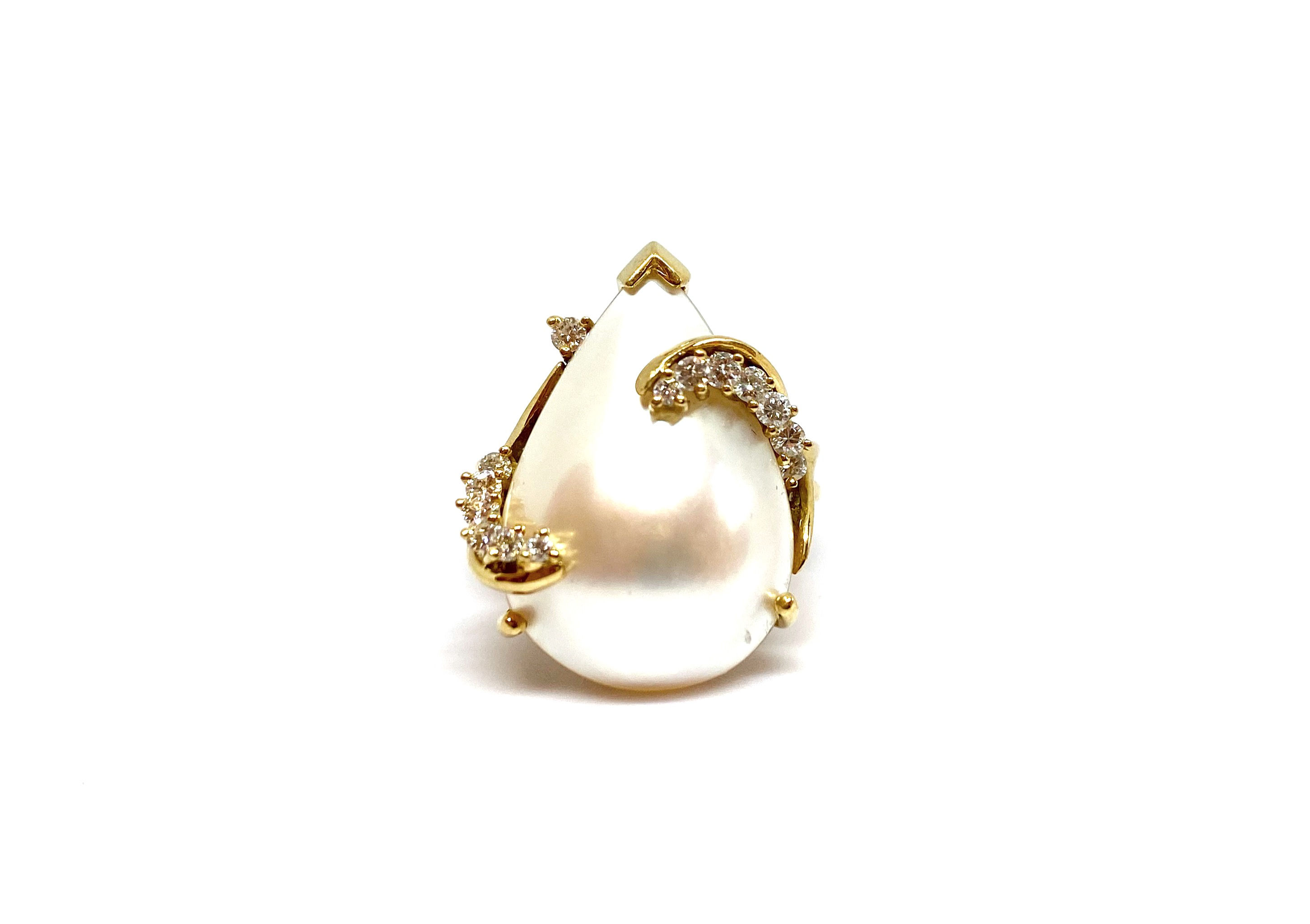 White Pearl Diamond Gold Ring/ Estate Collection