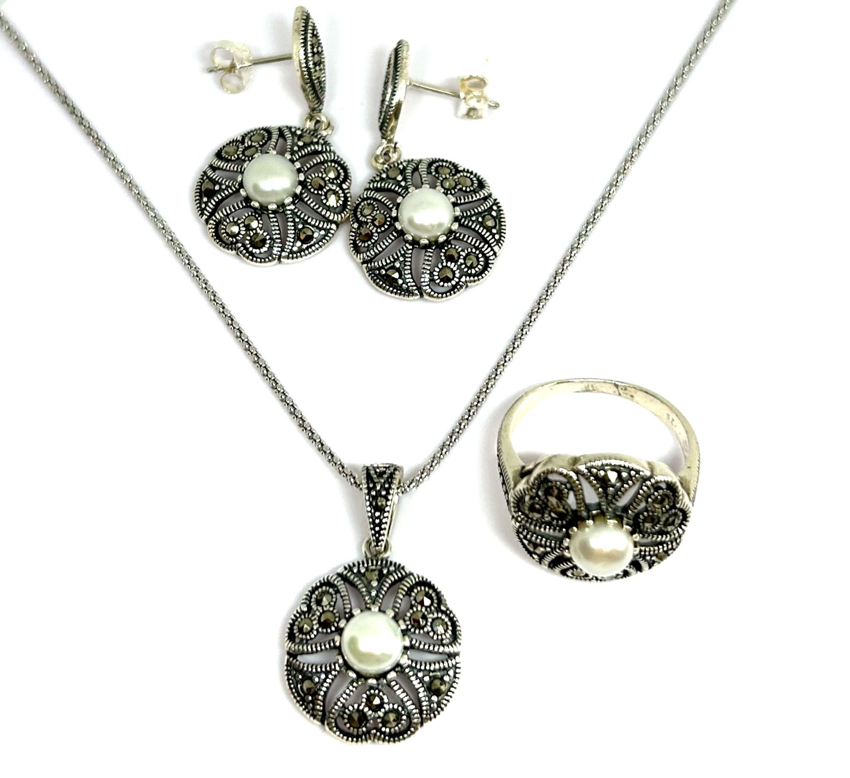 Pearl Marcasite Set