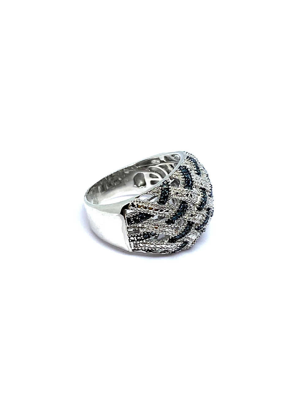 Thumbnail: Blue Diamond Sterling Silver Ring