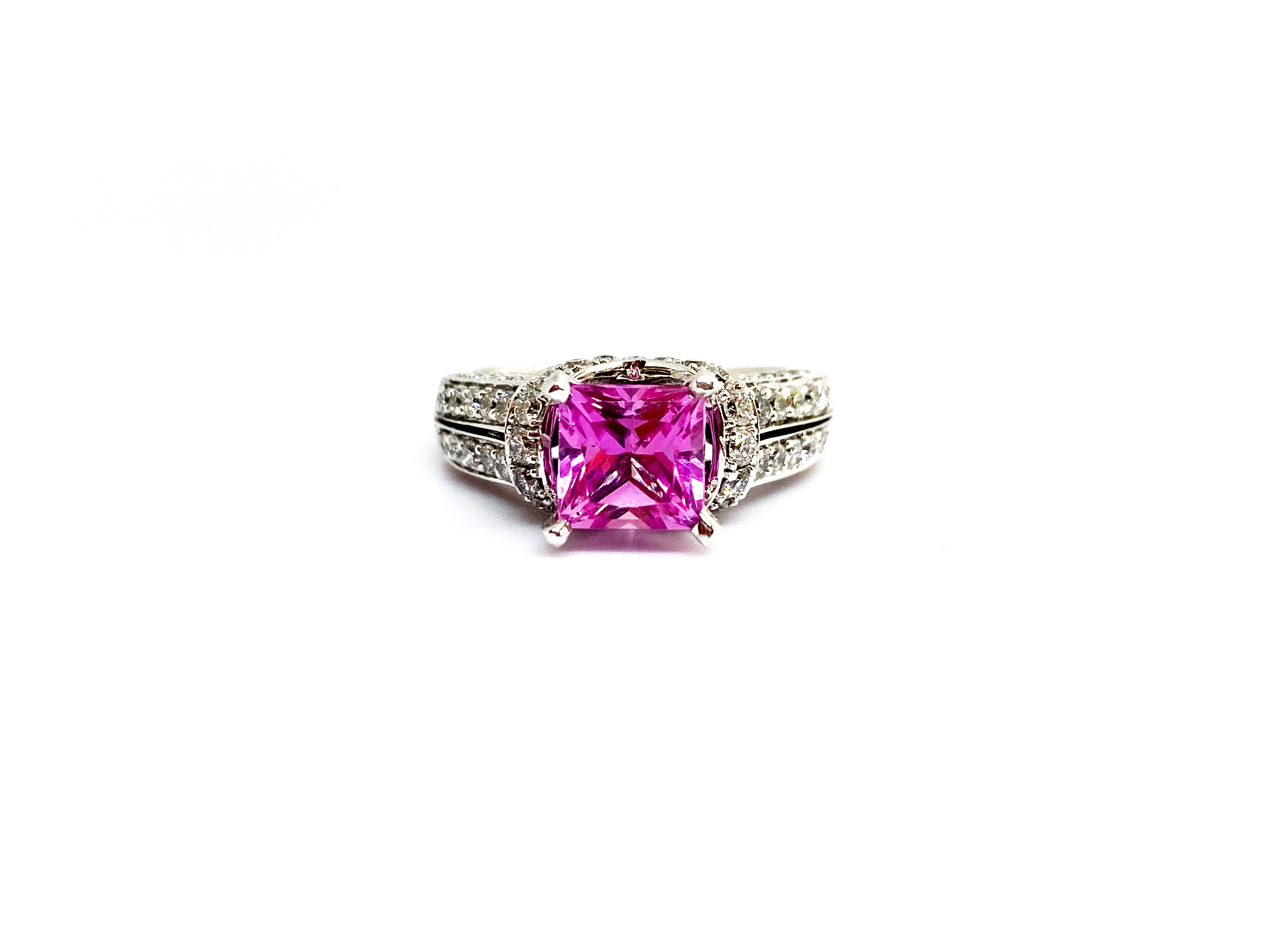 Pink Sapphire Diamond Gold Ring