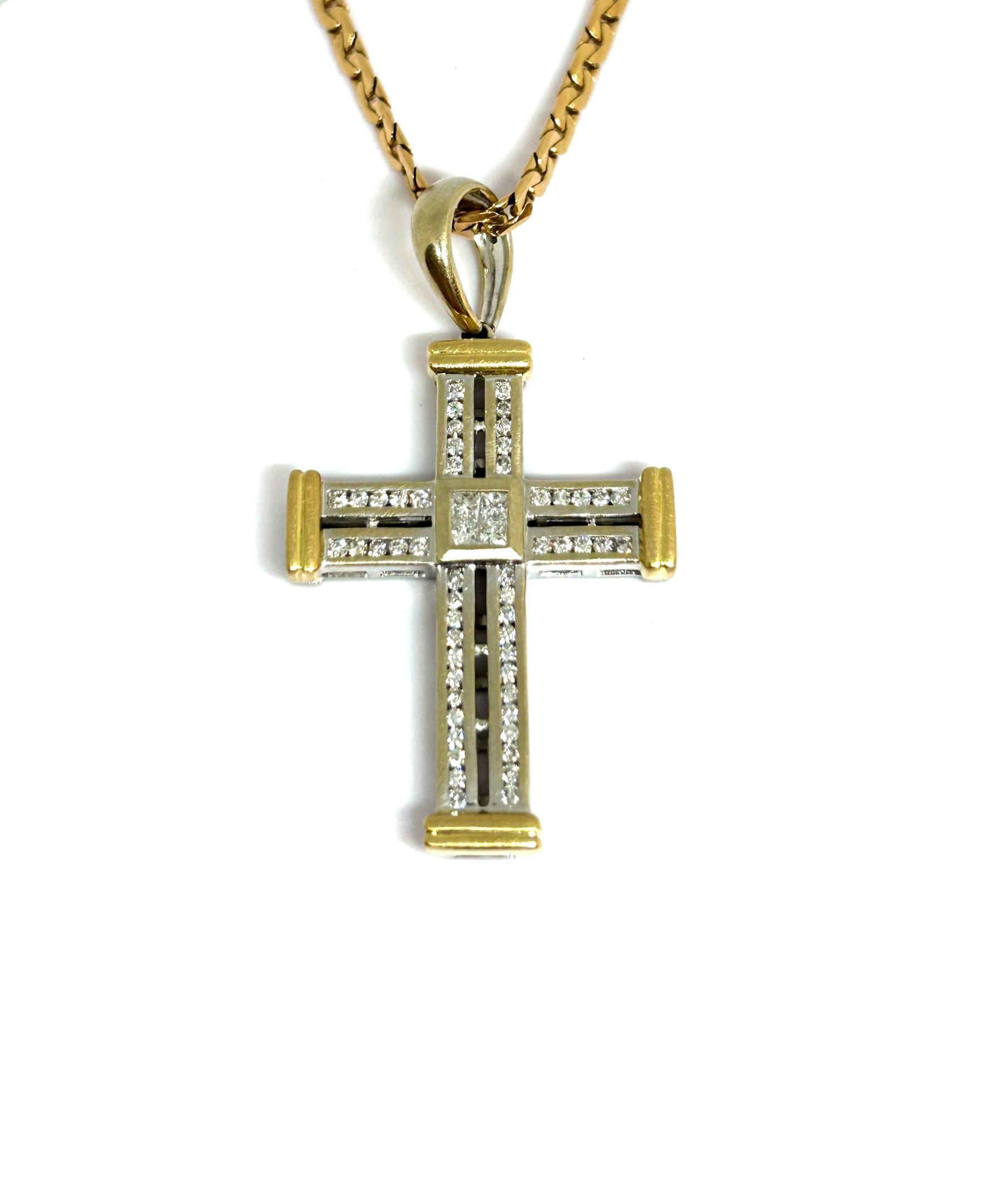 Big Diamond Multi-Gold Cross