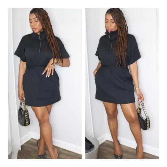 STELLA MCCARTNEY | Grey Turtleneck Mini Dress (Size M / IT40) Description