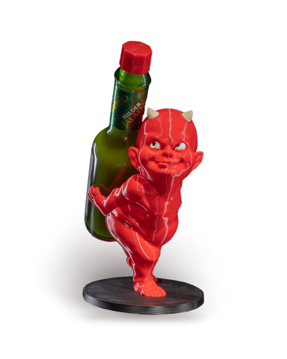 Miniatura: Teufel Tabasco Halter Figur Rot | Lustiges Küchen Gadget | Flaschenhalter Scharf