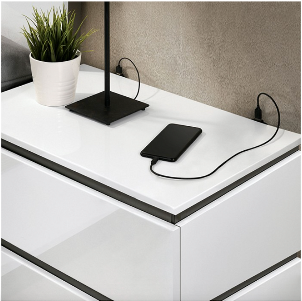Thumbnail: Contemporary Nigt Stand White/Metallic Gray BIRSFELDEN