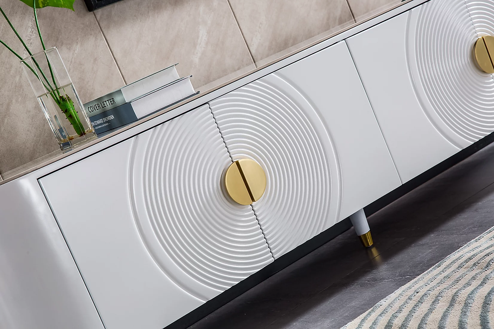 Thumbnail: WHITE LACQUER w/Gold TV Stand TV006 Artisan