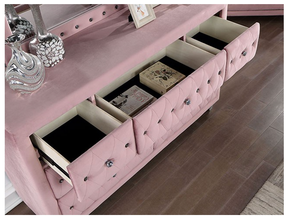 Thumbnail: ZOHAR  Glam Pink Velvet Fully Upholstered Dresser by Furniture of America