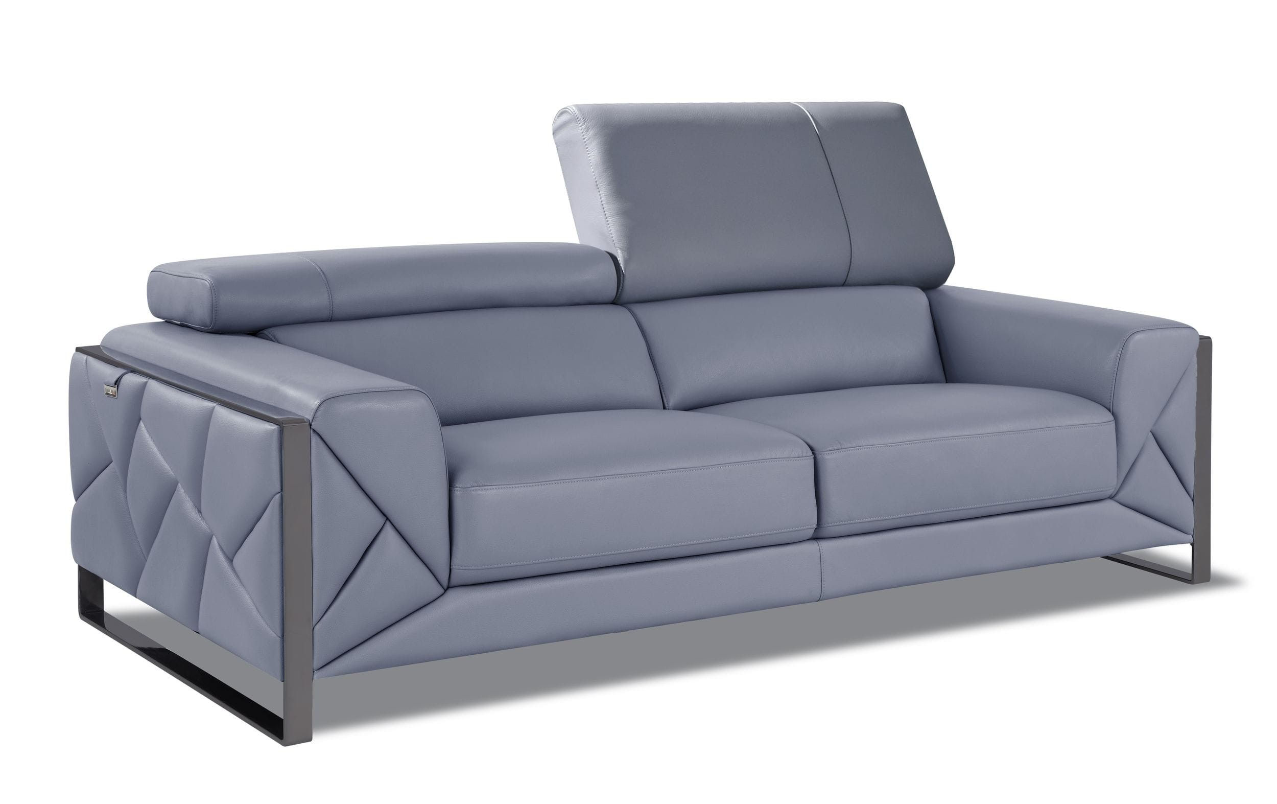 Italian Leather Light Blue Sofa Modern 903GU