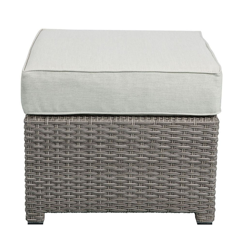 Thumbnail: Salena Patio Sofa & Ottoman w/2 Pillows 45015 Beige Fabric & Gray Wicker