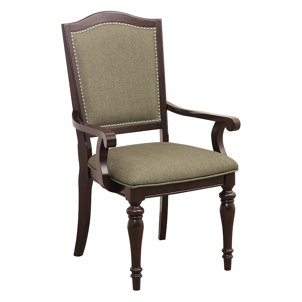 Arm Chair Marston 2615DCA Dark Cherry Finish Side & Gray Fabric Upholstery