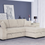 Thumbnail: Milton 8012  TAUPE Fabric RHF Pull Out Sectional Sofa & Storage