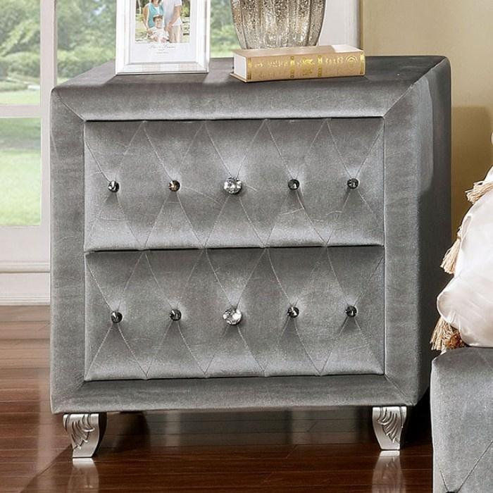 Thumbnail: ALZIR CM7150 Gray Velvet Glam Bed by Furniture of America