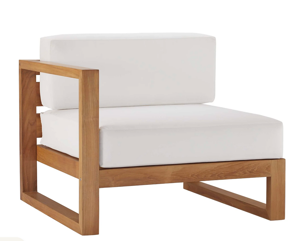 Thumbnail: 4-Piece Outdoor Patio Teak Wood Sectional Sofa Set in Natural White