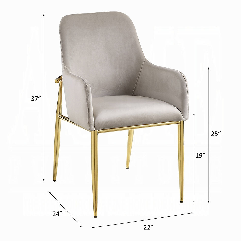 Thumbnail: Barnard DN00220 Gray Velvet & Mirrored Gold Finish Side Chair