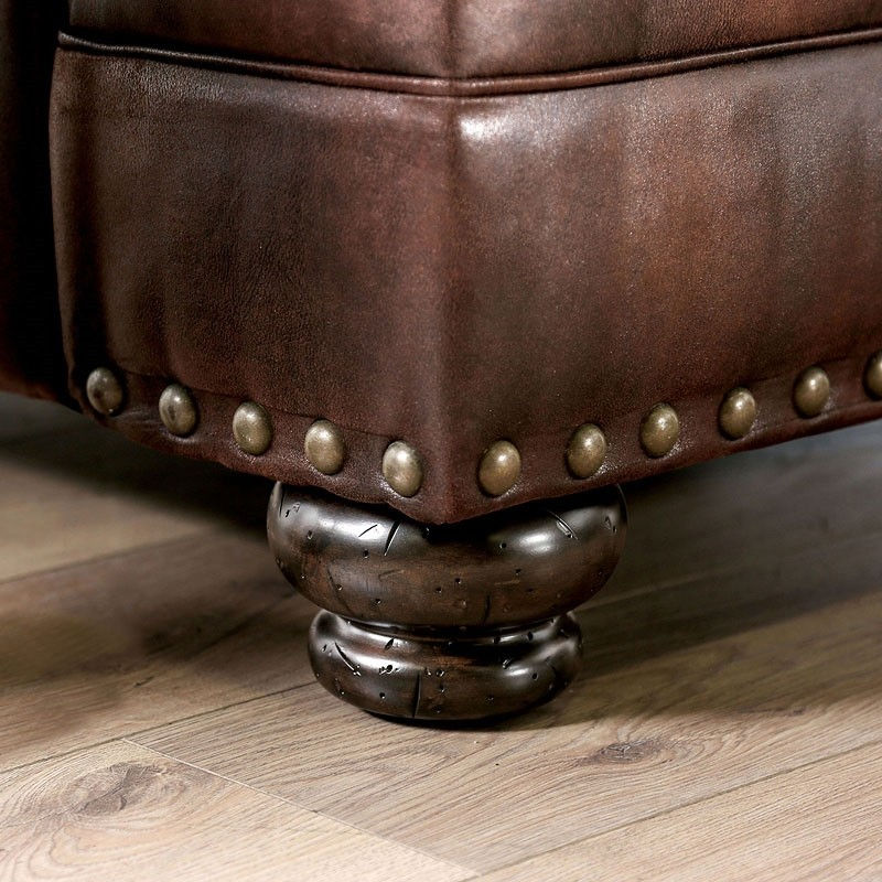 Thumbnail: Loveseat FLETCHER SM5148-LV Transitional Brown Leather/Tan Chenille Fabric