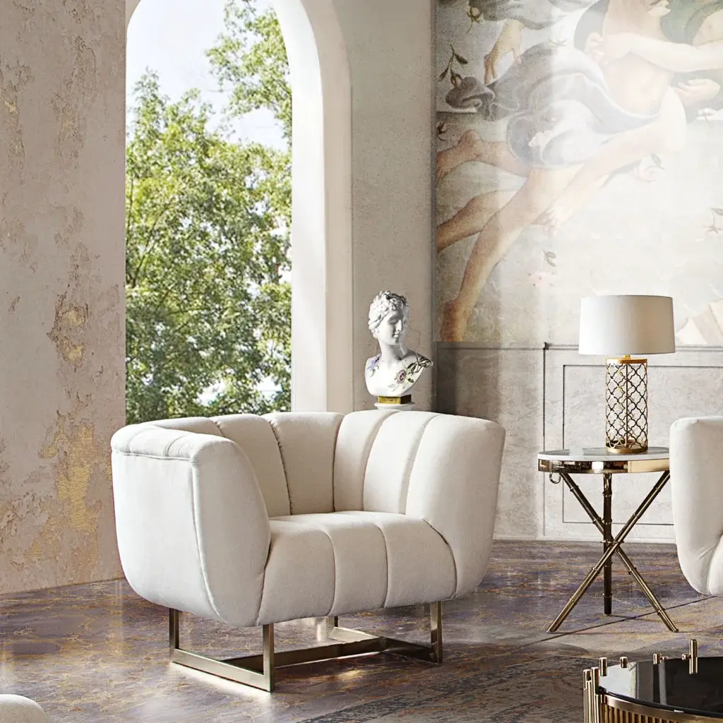 Cream Fabric / Brushed Gold Chair Venus