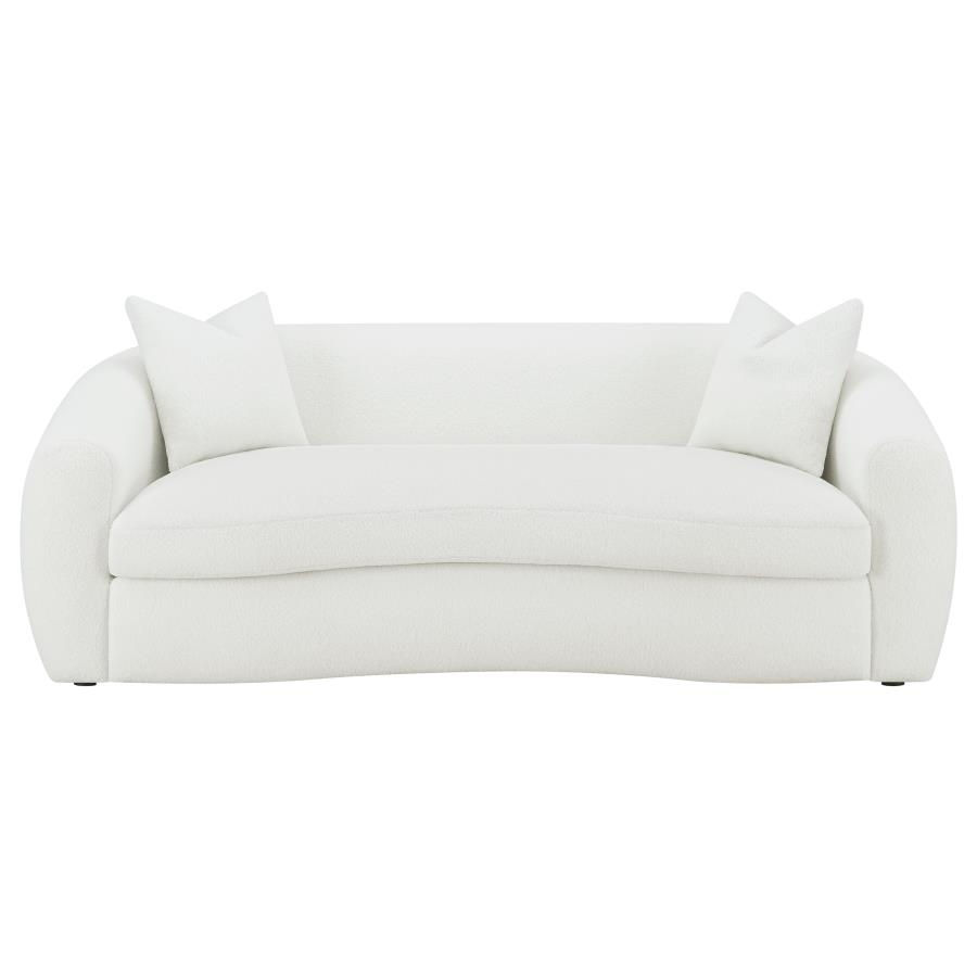 Thumbnail: Isabella 509871 White teddy bear like fabric Sofa by Coaster