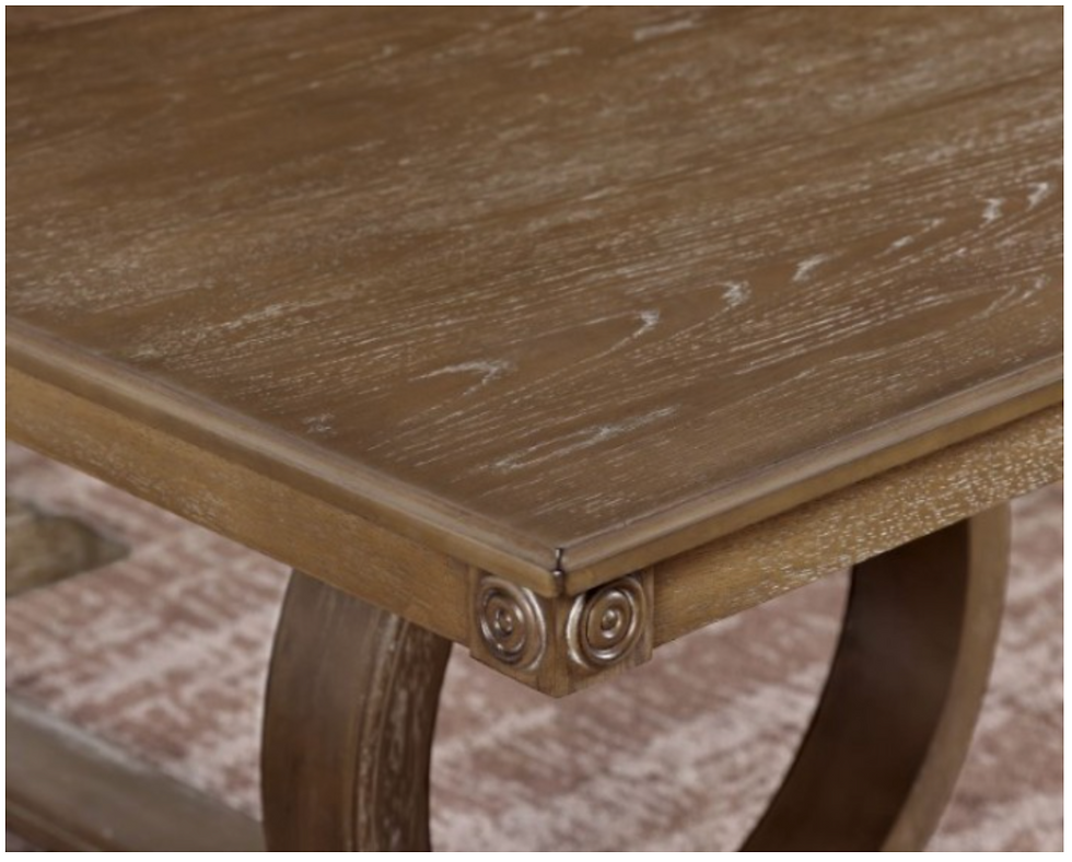 Thumbnail: Transitional Rustic Oak/Beige Trestle Base Dining Table FOA CM3249A-T