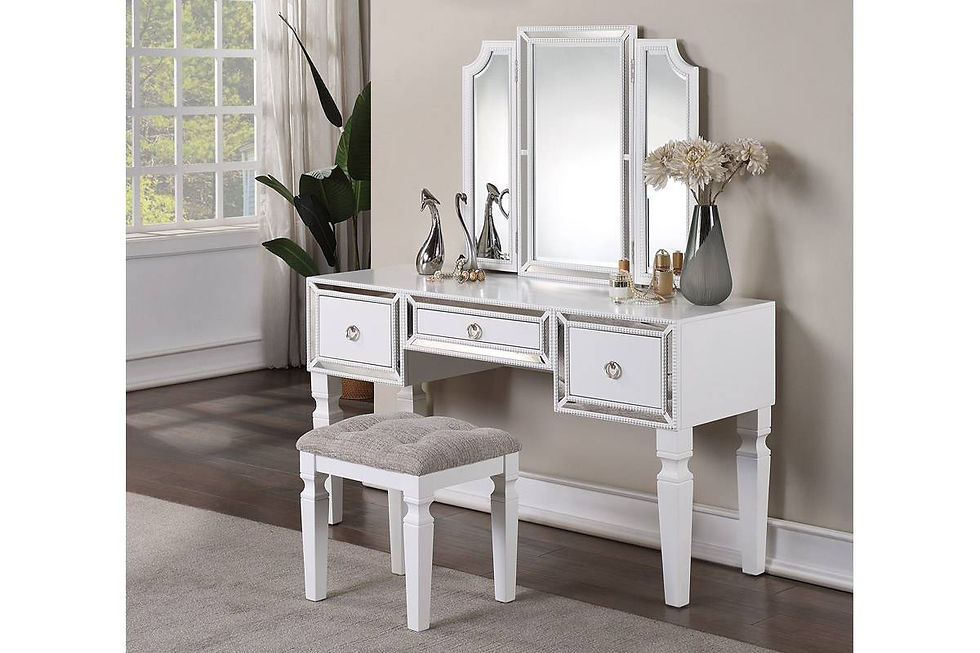 VANITY SET W/ STOOL /WHITE F4221