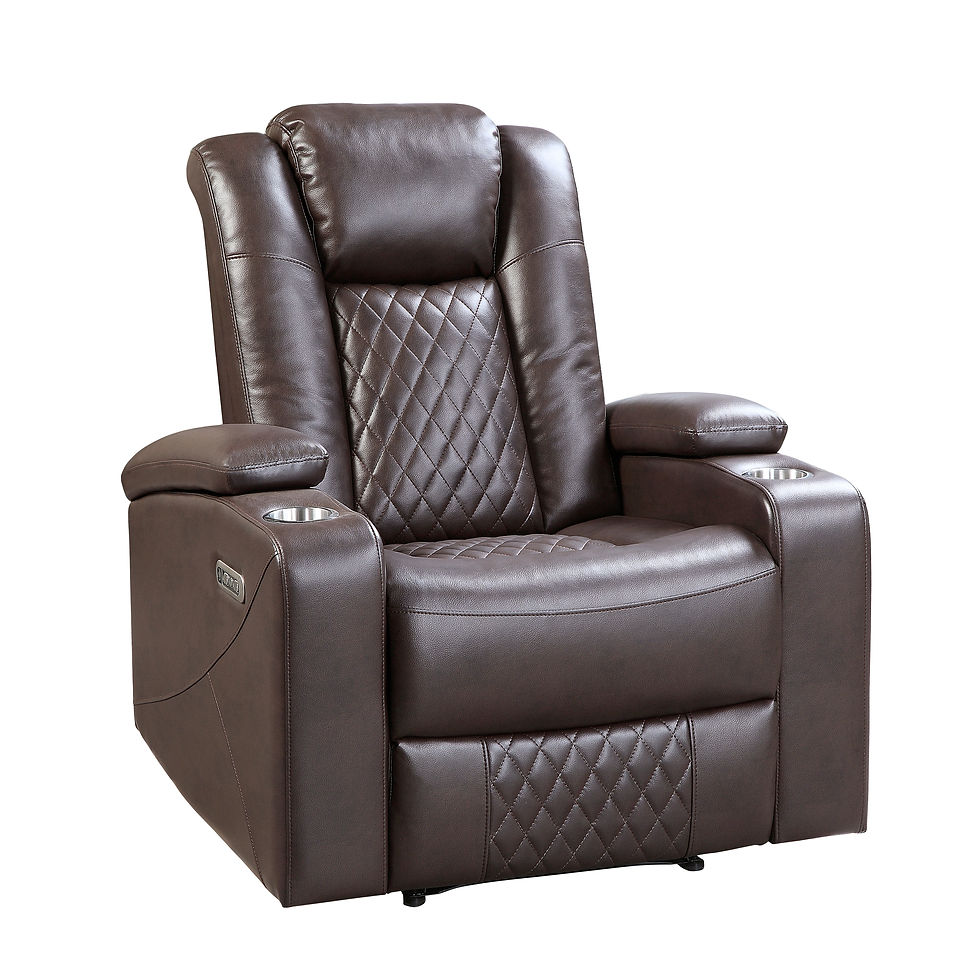 Thumbnail: Caelan 9366DB-1PWH Faux Leather Dark Brown Power Reclining Chair with Power
