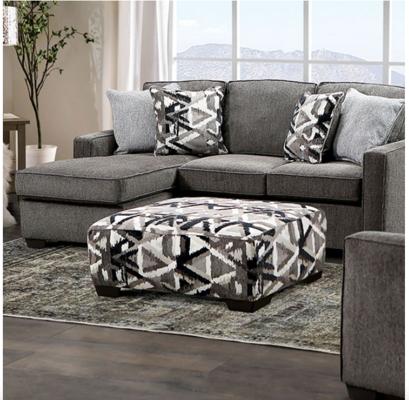 BRENTWOOD Contemporary Gray Linen Sectional Furniture of America