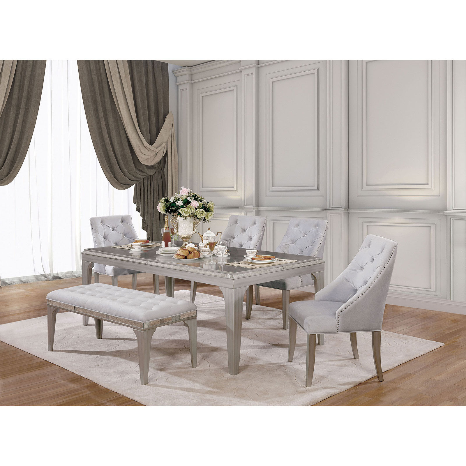 Contemporary Table w/ Mirror Inserts Diocles CM3020T