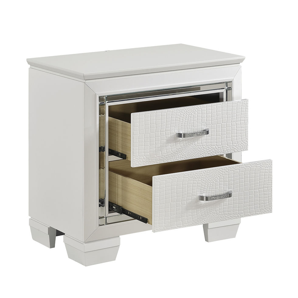 Thumbnail: Allura 1916W-4  White Mirrored Night Stand Homelegance